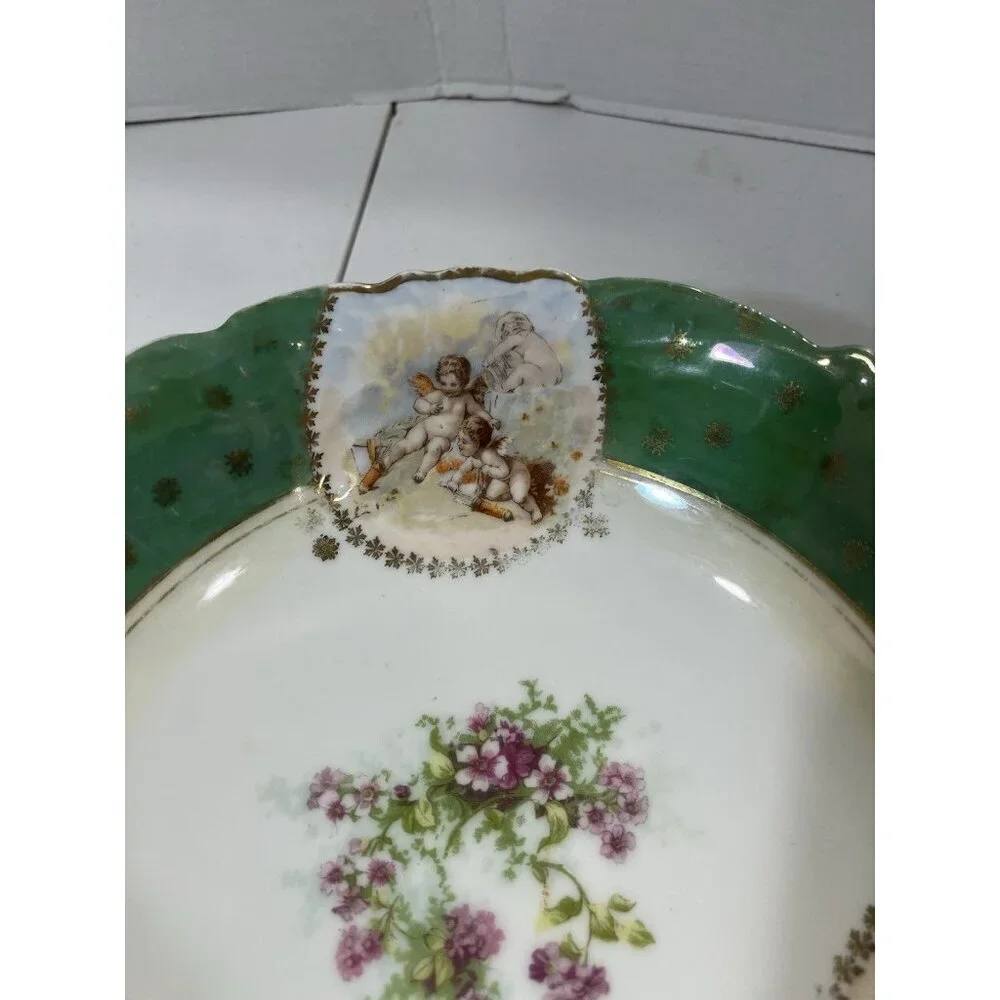 Rare Vintage Victoria Carlsbad Made in Austria Porcelain Gold Trim Serving Bowl